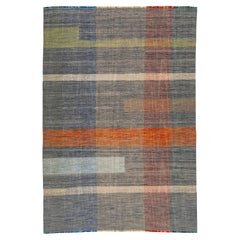 8 x 11 Contemporary Kilim Flatweave Multicolored Wool rug With Geometric Design