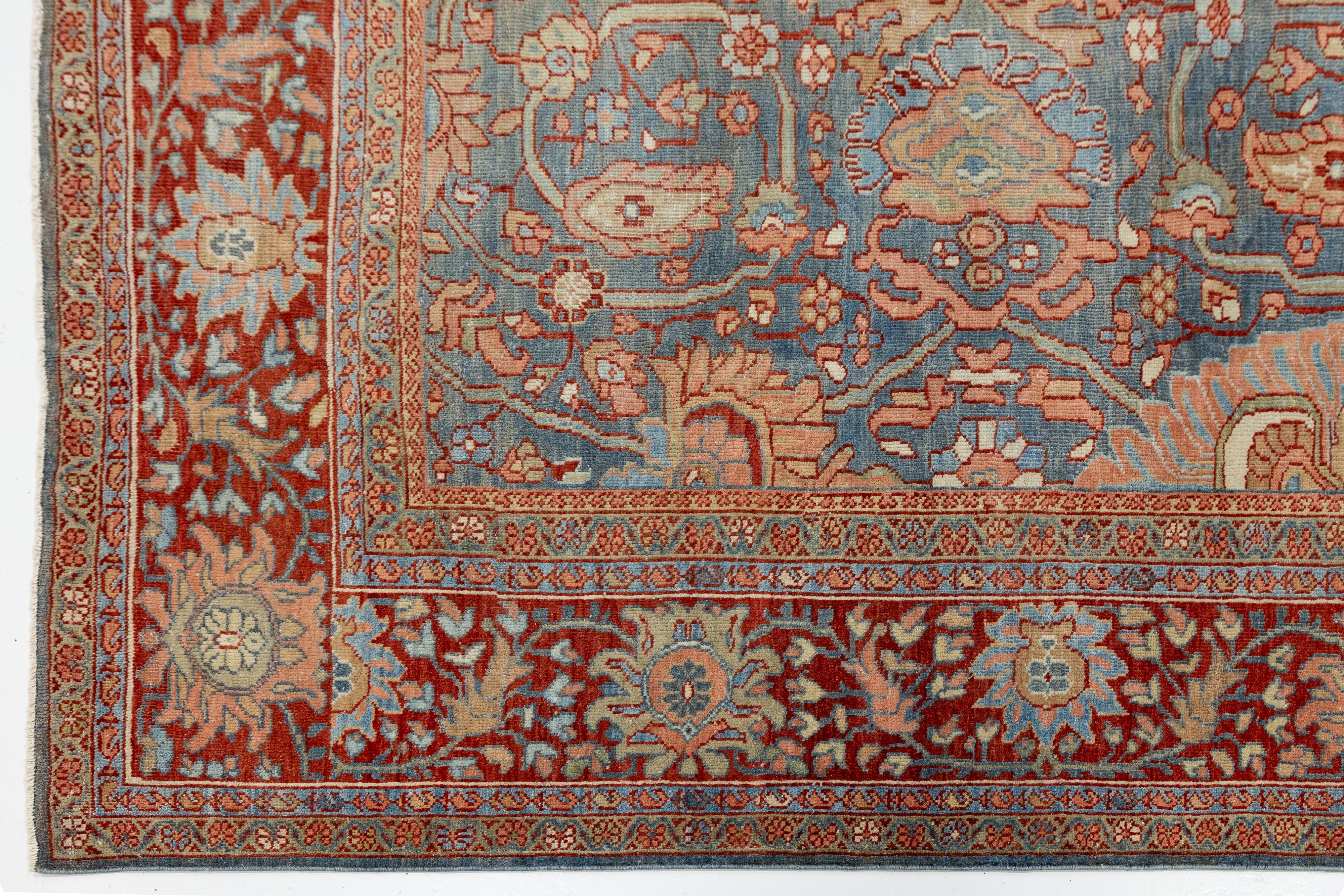 8 x 12 Antique 1900s Sultanabad Rugs - Laine nouée à la main en bleu Bon état - En vente à Norwalk, CT