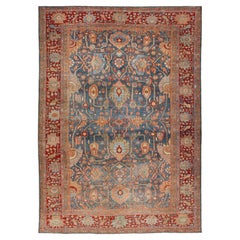 8 x 12 Antique 1900s Sultanabad Rug – Hand-Knotted Wool In Blue