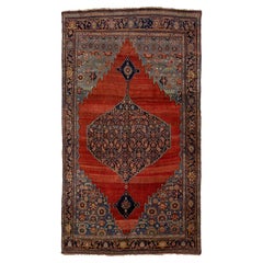 8 x 14 Allover Antique Bidjar Persian Wool Rug Handmade In Red and Blue