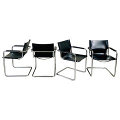 8 x Matteo Grassi Leather Cantilever Dining Chairs by Mart Stam, Italy 1970