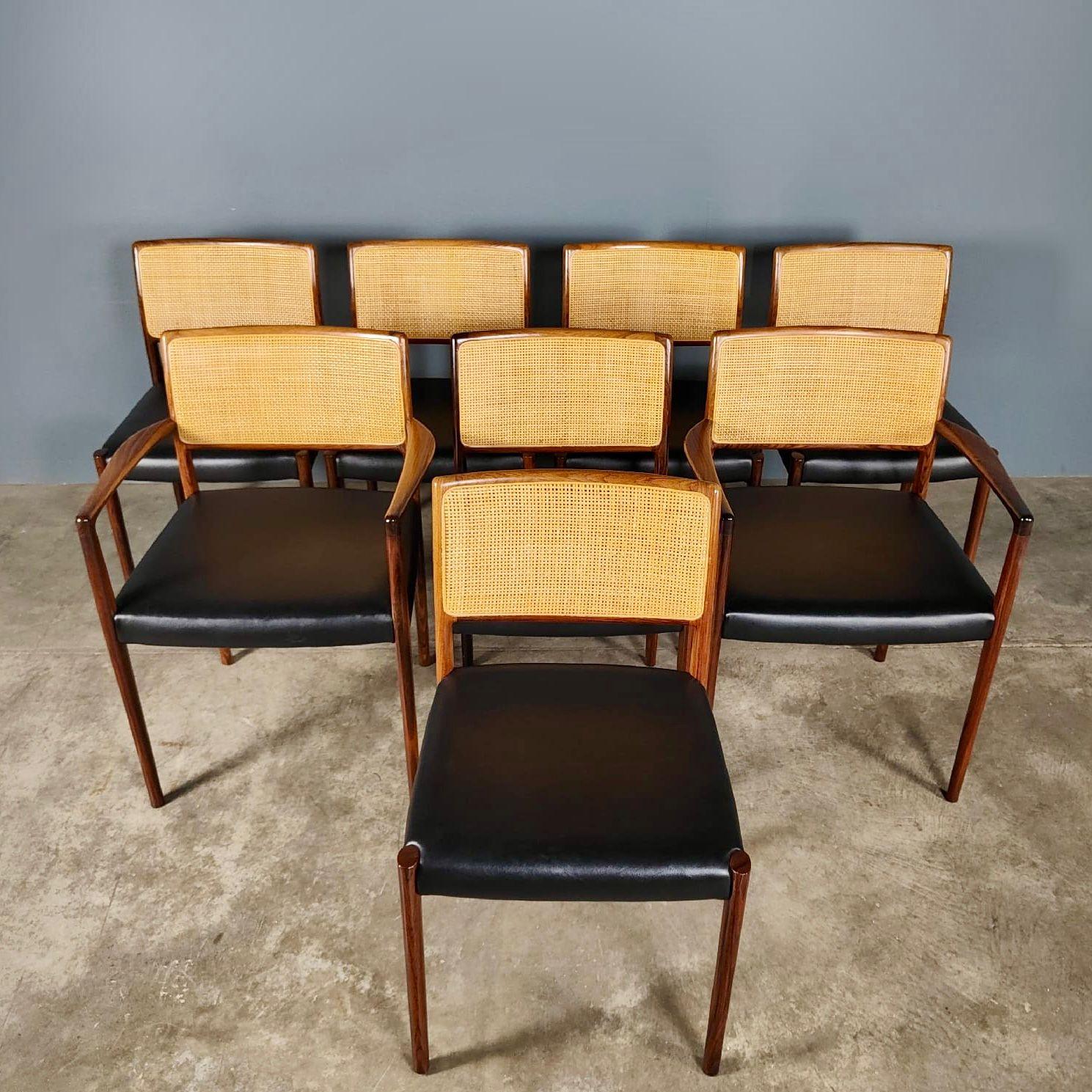 Mid-Century Modern 8 x Model 80 Dining Chairs By Niels Møller From J.L Møllers Mid Century Vintage