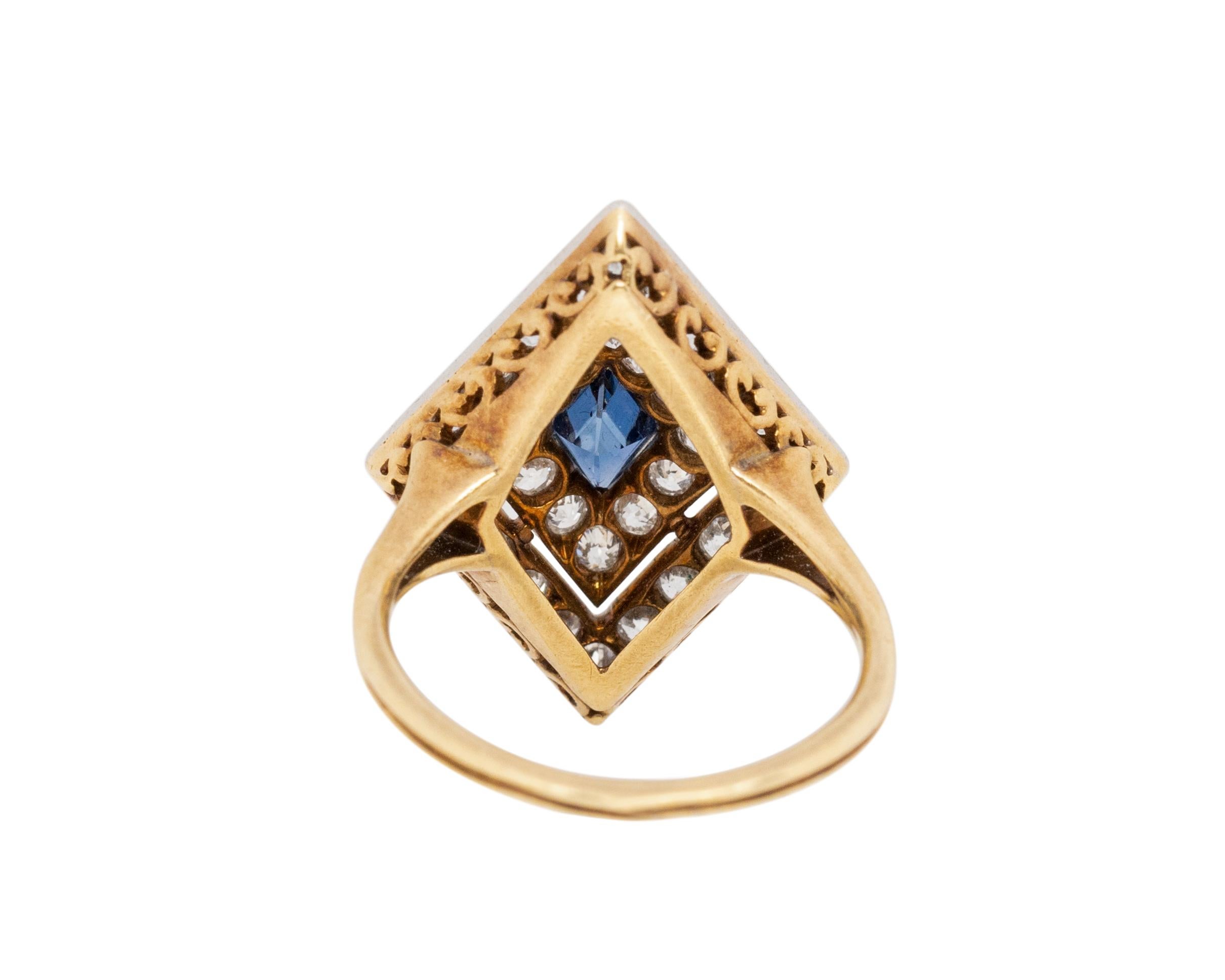 Old European Cut .80 Carat Art Deco Diamond 18 Karat YG & Platinum Engagement Ring For Sale