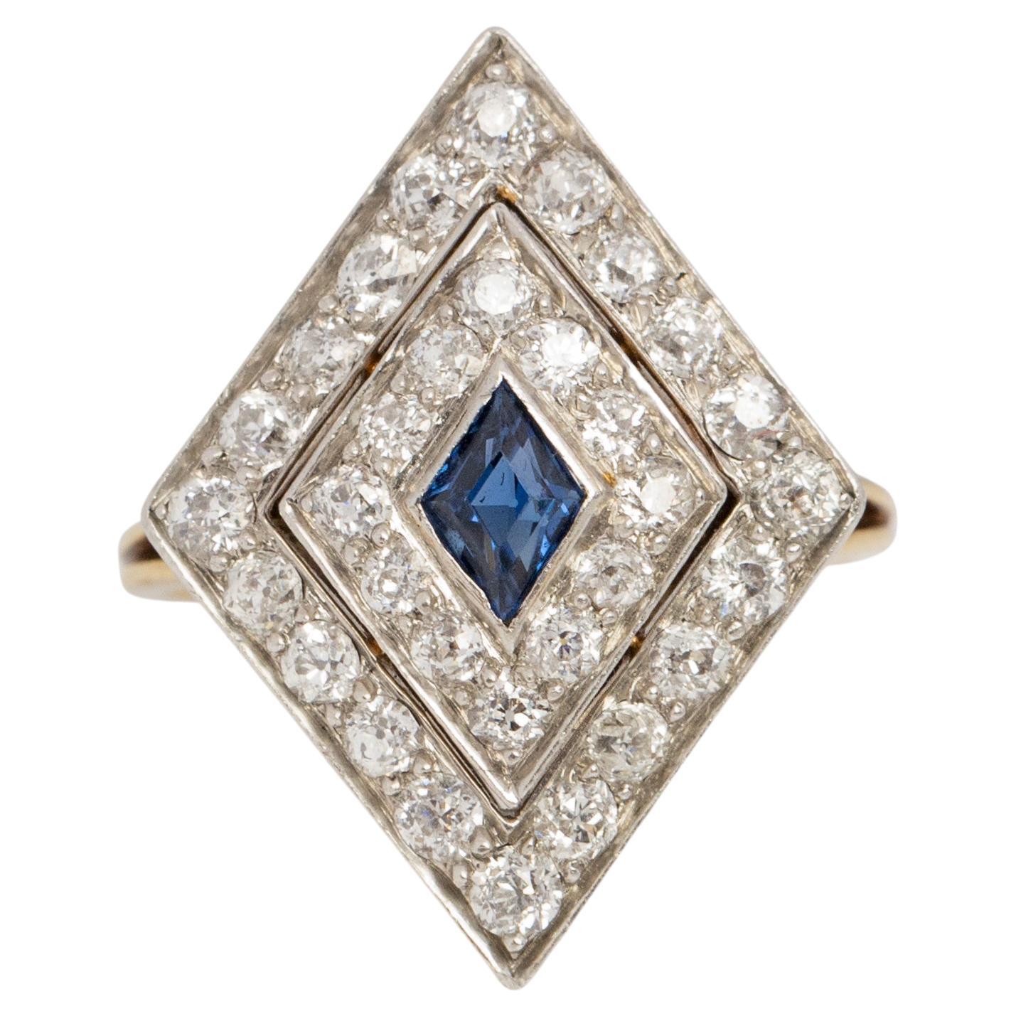 .80 Carat Art Deco Diamond 18 Karat YG & Platinum Engagement Ring For Sale