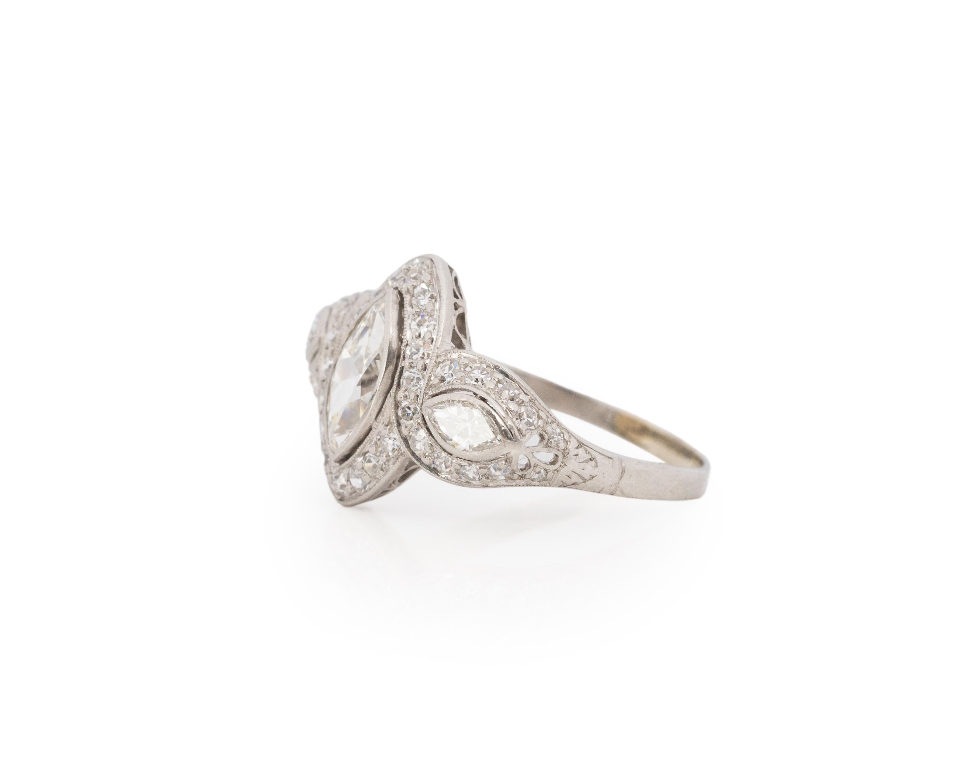 Art déco Bague de fiançailles en platine avec diamant Art Deco de 0,80 carat en vente