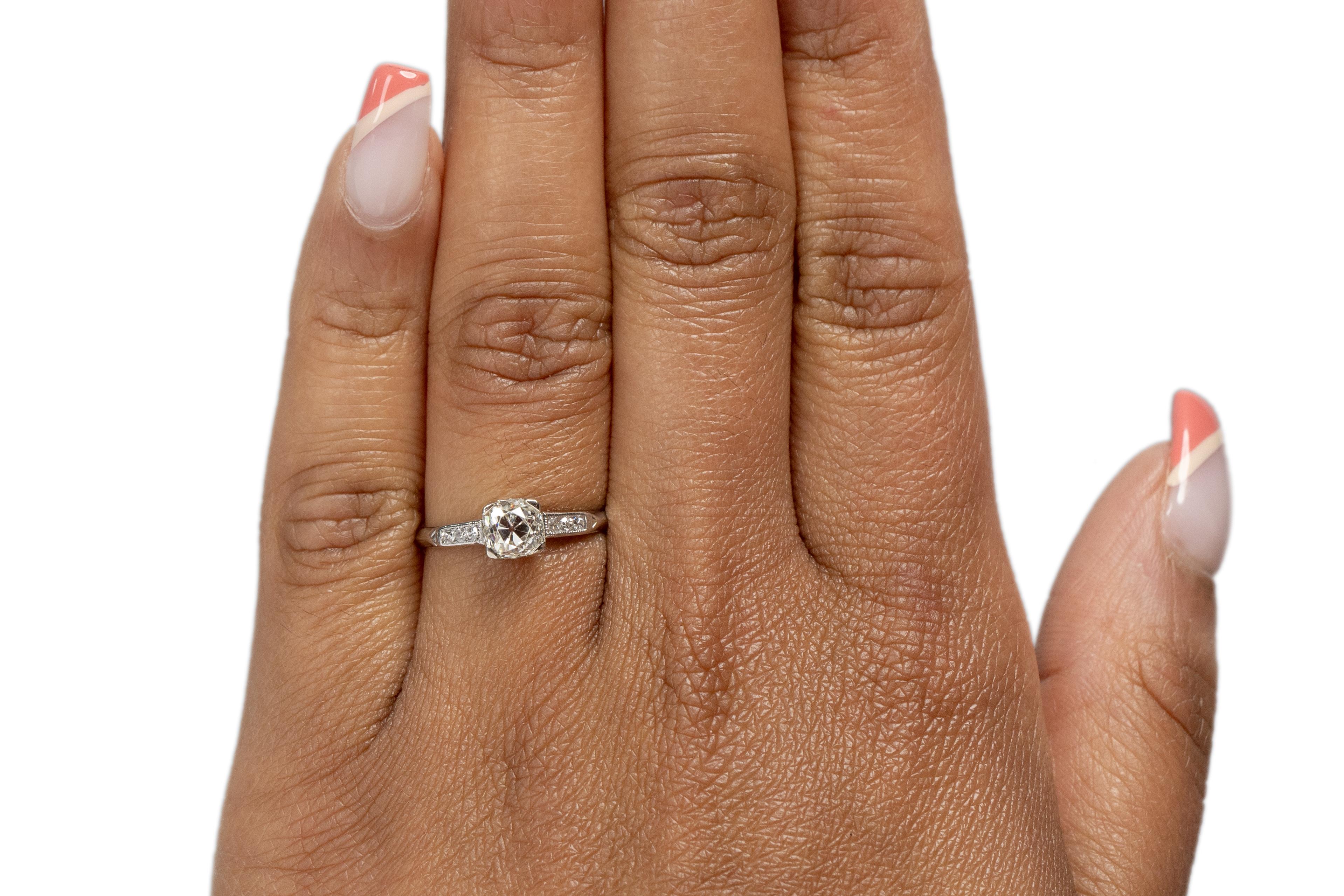 Women's .80 Carat Art Deco Diamond Platinum Engagement Ring For Sale