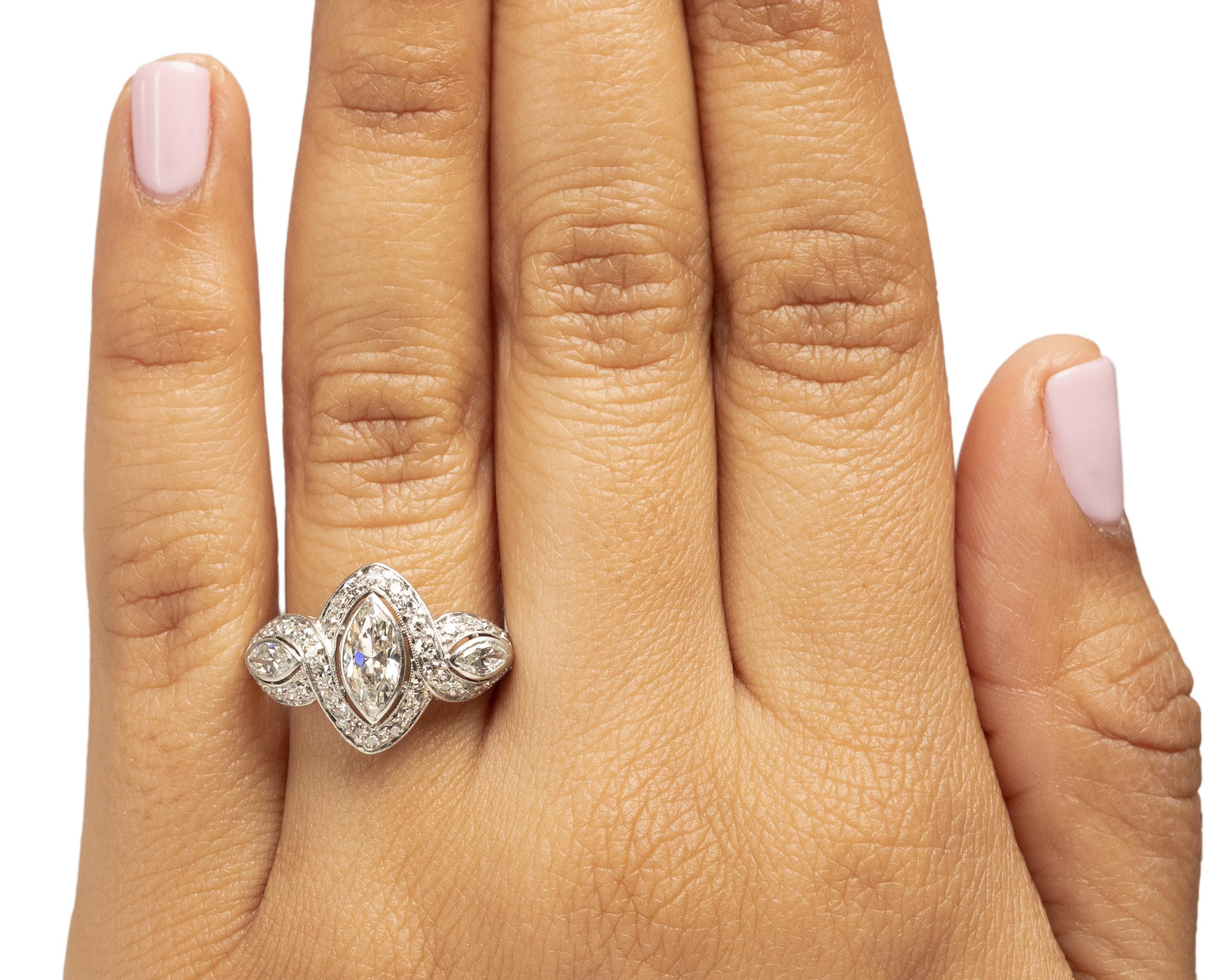 Bague de fiançailles en platine avec diamant Art Deco de 0,80 carat Pour femmes en vente