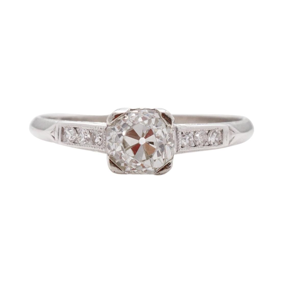 .80 Carat Art Deco Diamond Platinum Engagement Ring For Sale