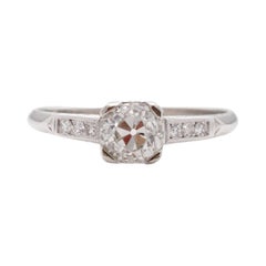 Antique .80 Carat Art Deco Diamond Platinum Engagement Ring