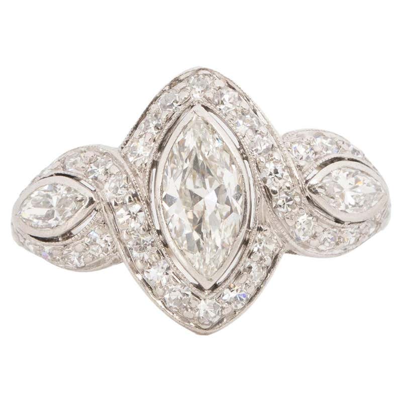 .80 Carat Art Deco Diamond Platinum Engagement Ring For Sale at 1stDibs