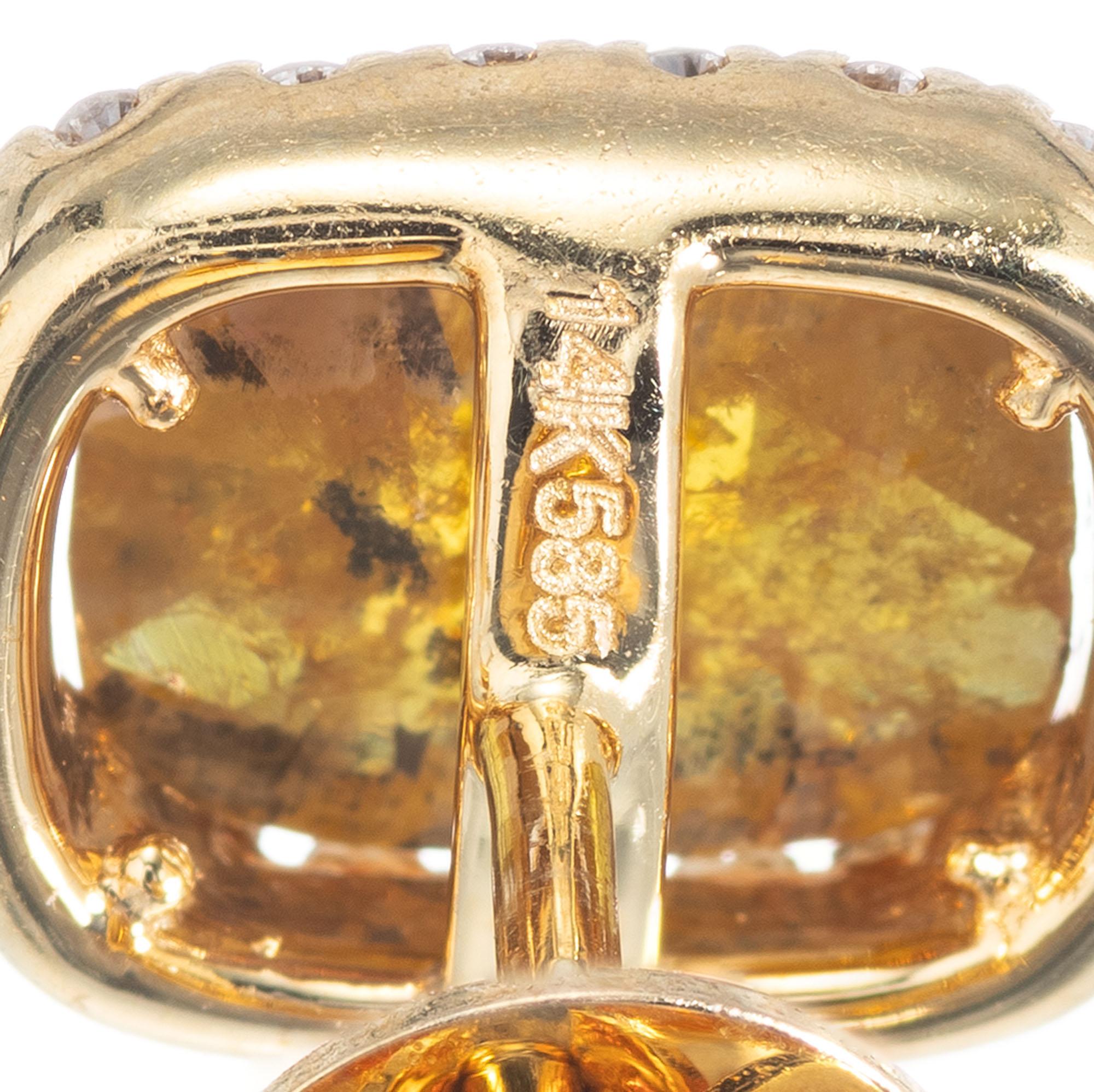 .80 Carat Brown Yellow Diamond Halo Gold Stud Earrings For Sale 1