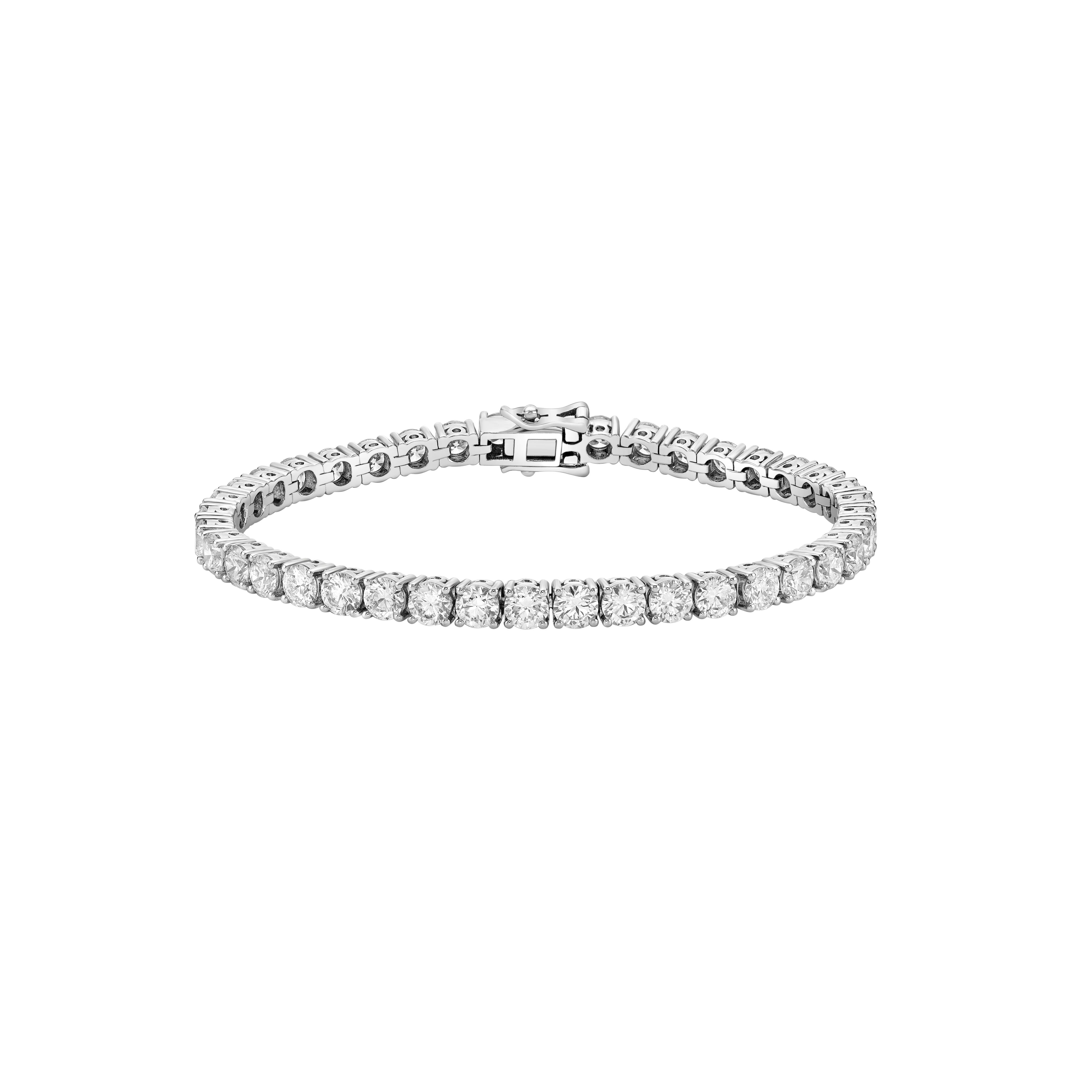 Bracelet tennis classique en or blanc 18 carats avec diamants de 8,0 carats Unisexe en vente