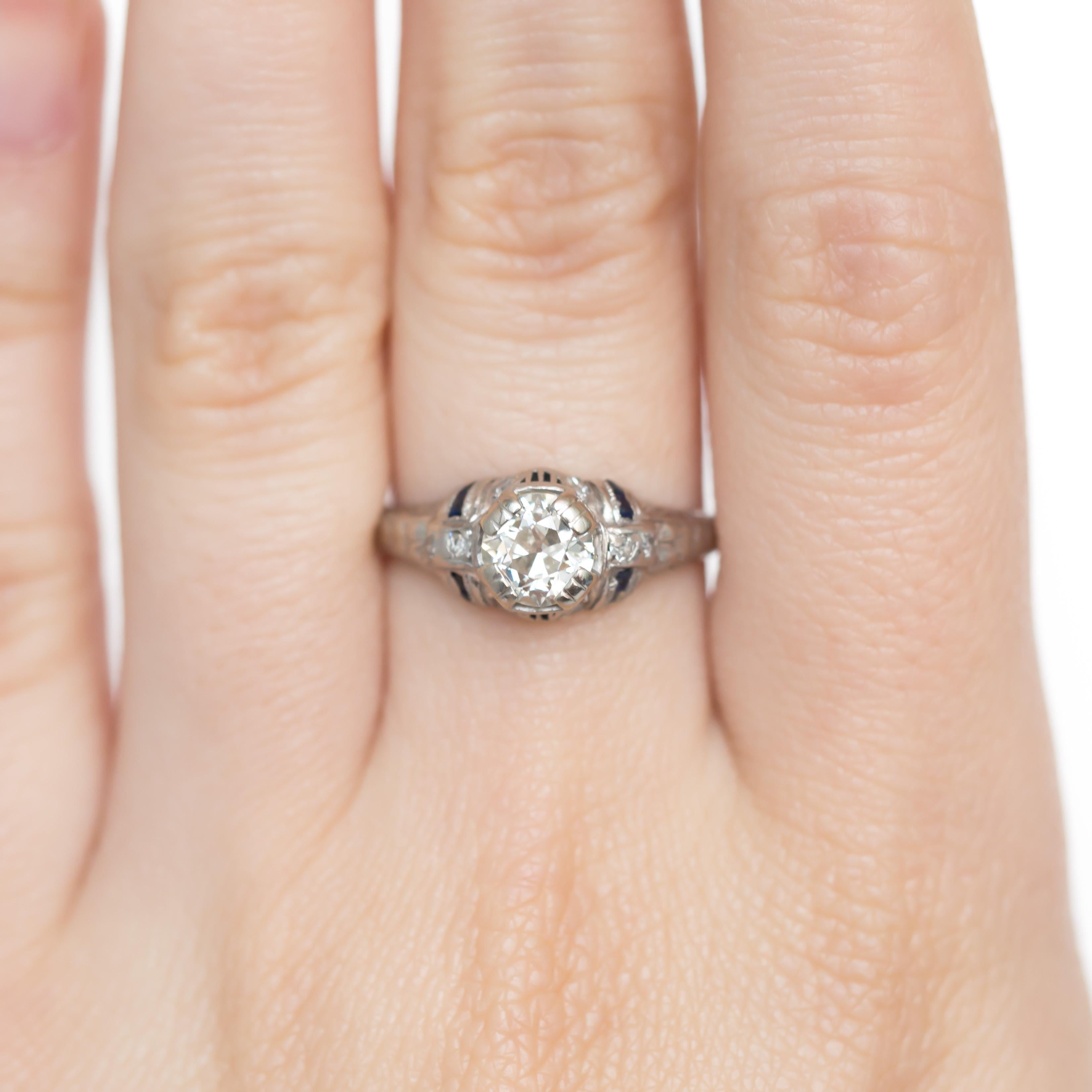 Women's .80 Carat Diamond and Sapphire Engagement Ring
