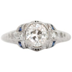 .80 Carat Diamond and Sapphire Engagement Ring