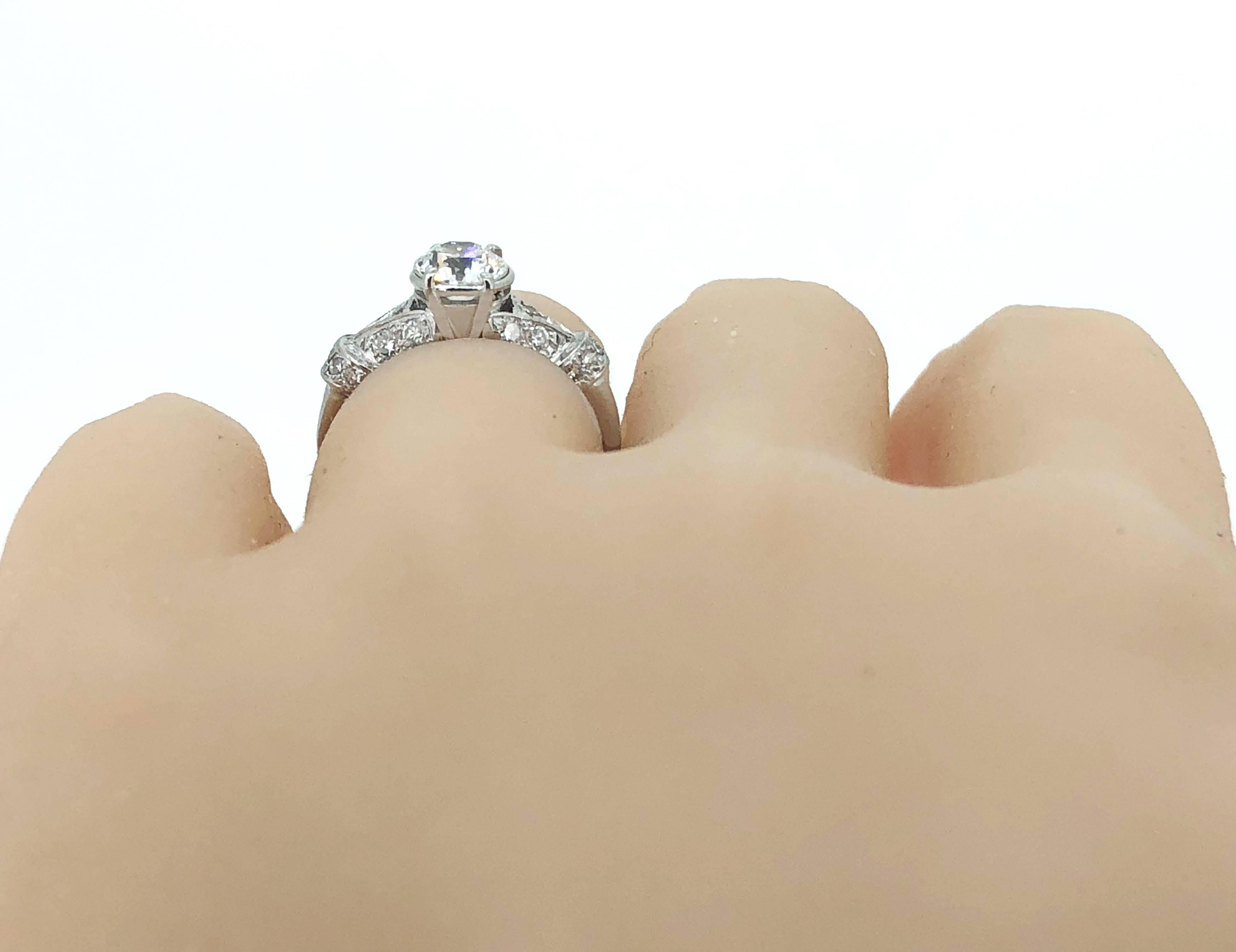 Art Deco .80 Carat Diamond Antique Engagement Ring Platinum For Sale