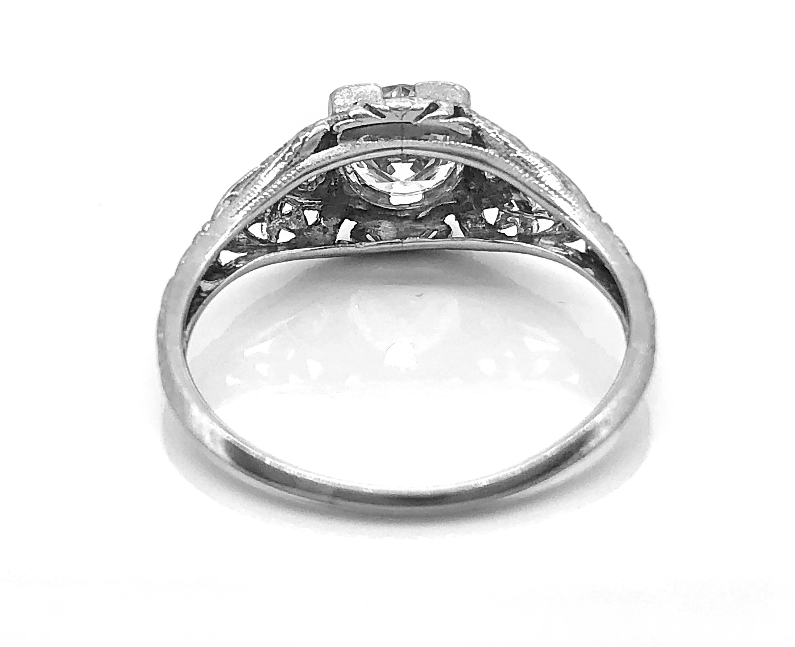 Women's .80 Carat Diamond Art Deco Engagement Ring Platinum For Sale