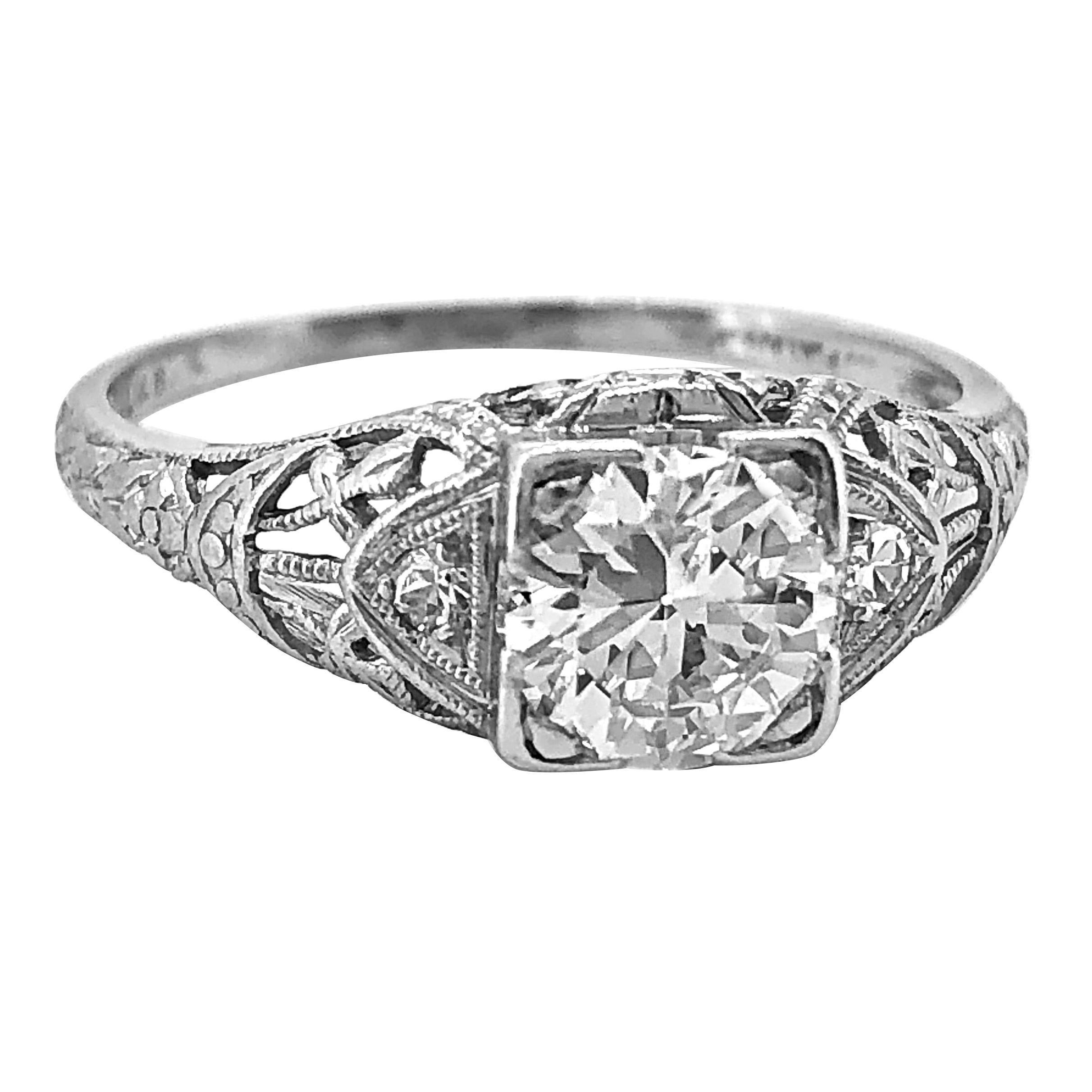 .80 Carat Diamond Art Deco Engagement Ring Platinum For Sale