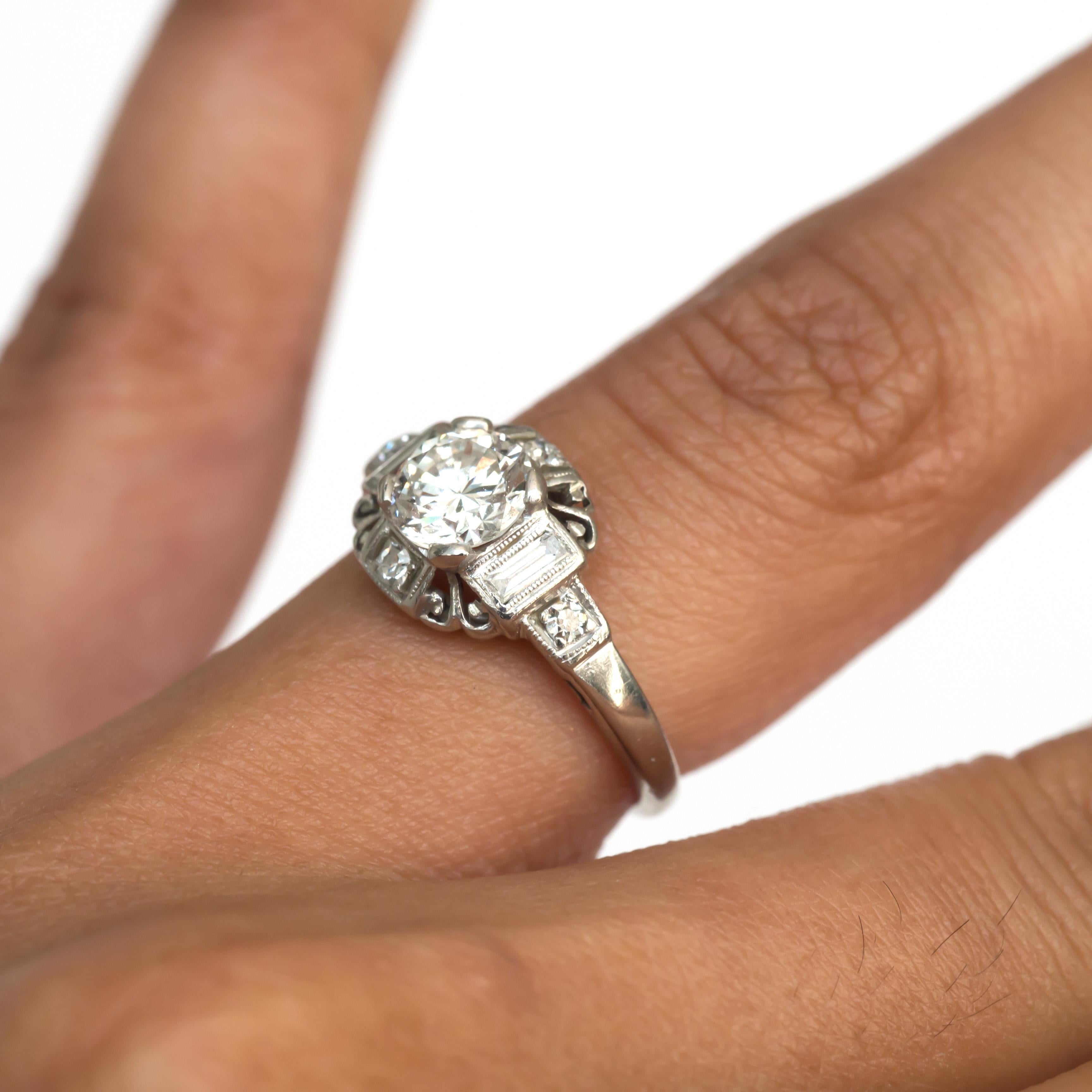 Women's or Men's .80 Carat Diamond Platinum Engagement Ring For Sale