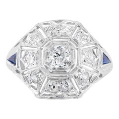 .80 Carat Diamond Sapphire Pierced Dome Platinum Engagement Ring