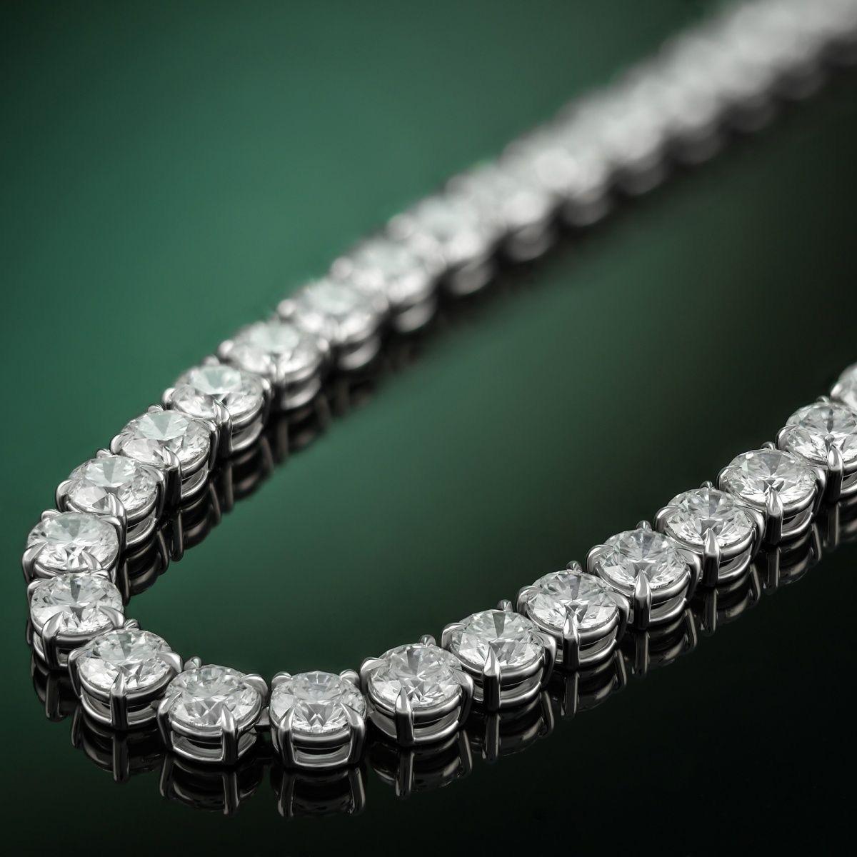 80-Carat Diamond Tennis Necklace  1.25 Carat Each  F-G-H Color  VS Clarity In New Condition For Sale In Mumbai, IN