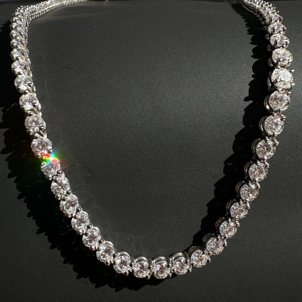 Women's or Men's 80-Carat Diamond Tennis Necklace  1.25 Carat Each  F-G-H Color  VS Clarity For Sale