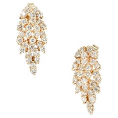 .80 Carat Diamond Yellow Gold Leaf Earrings