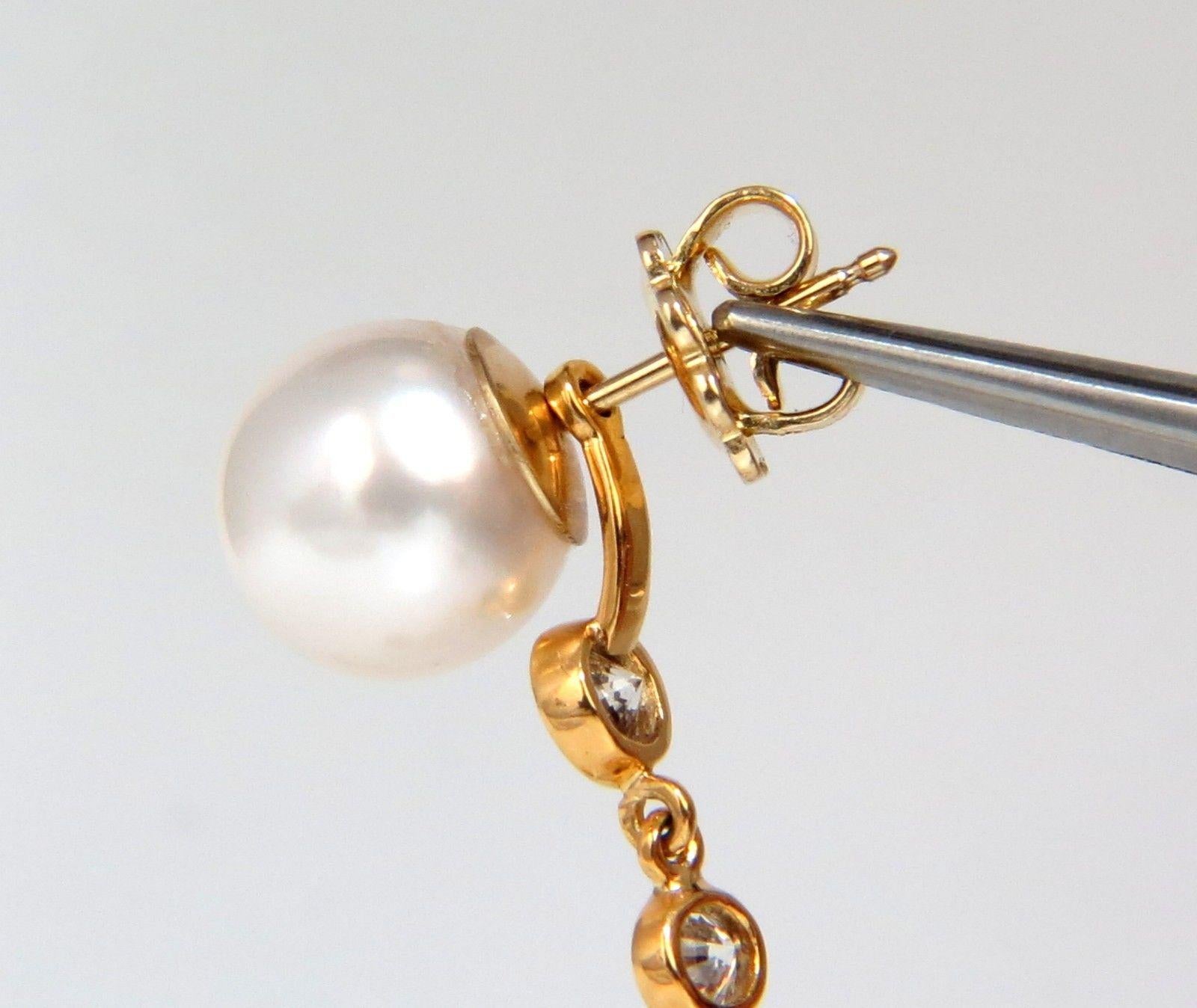 .80 Carat Diamonds South Sea White Pearl Studs and Jacket Earrings 14 Karat In New Condition In New York, NY