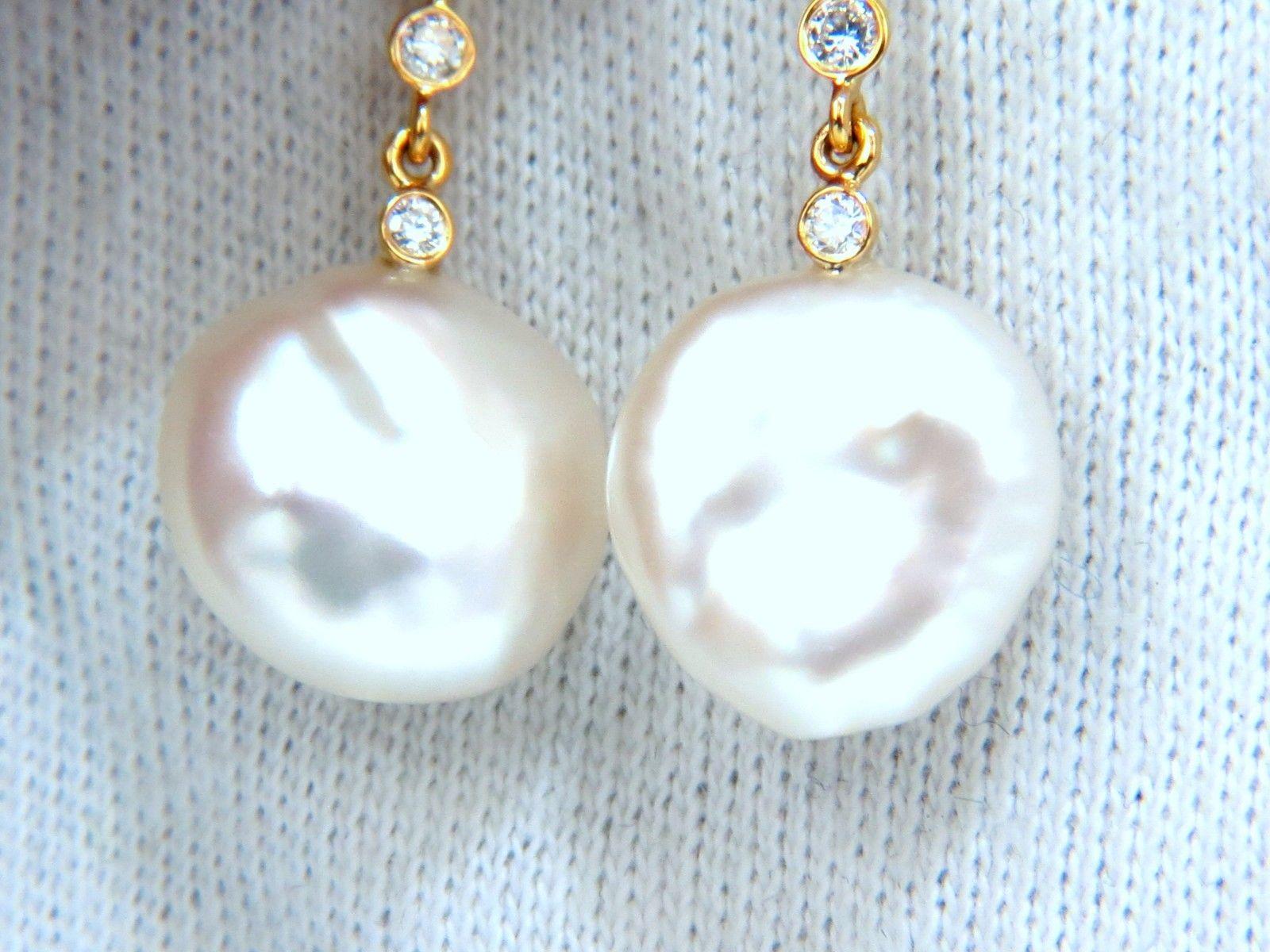 Women's or Men's .80 Carat Diamonds South Sea White Pearl Studs and Jacket Earrings 14 Karat