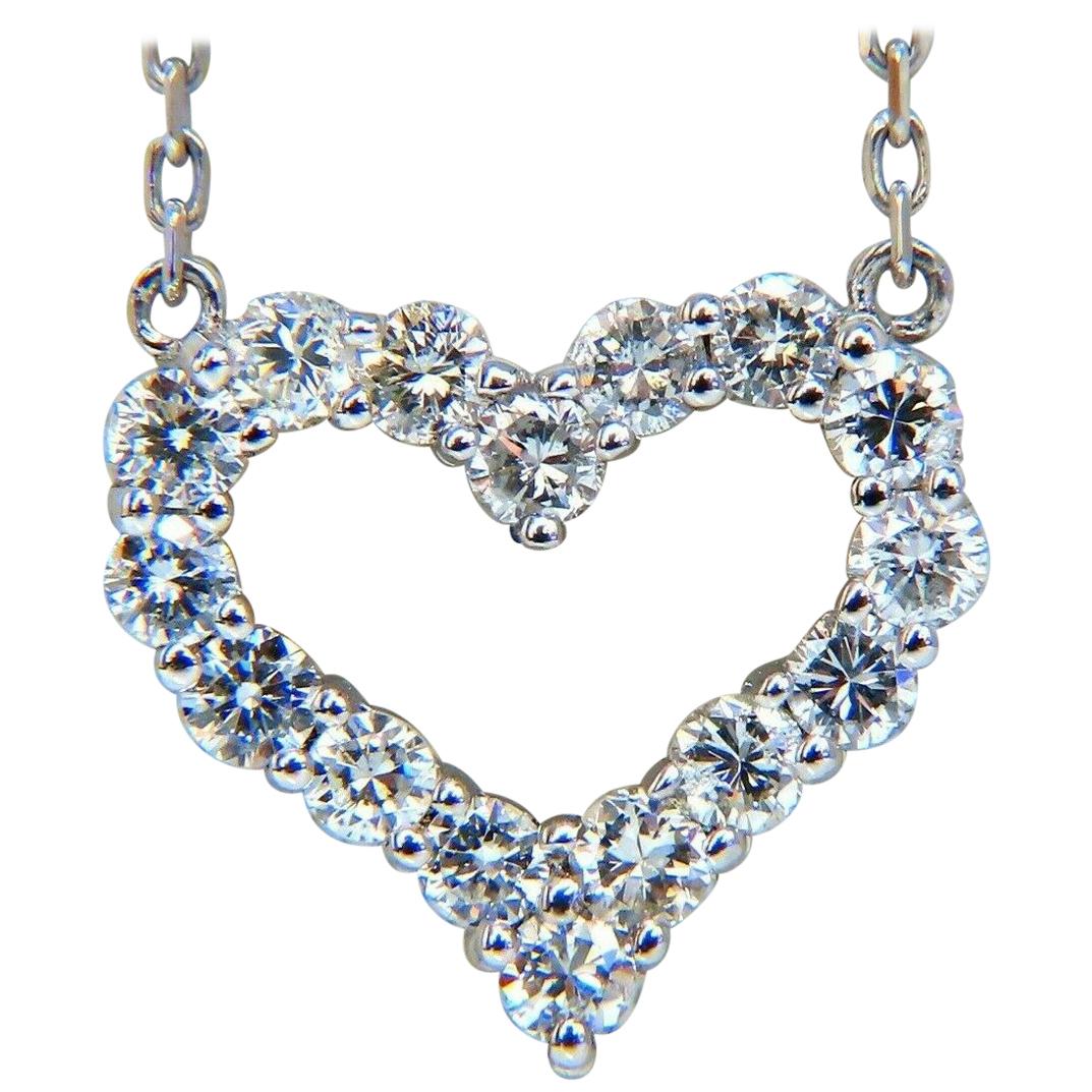 .80 Carat Heart Natural Diamonds Necklace 14 Karat For Sale