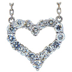 .80 Carat Heart Natural Diamonds Necklace 14 Karat*