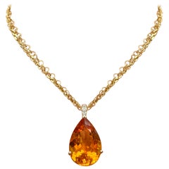 Paradizia-Halskette N3986 mit 80 Karat Mandarinen-Citrin und Diamanten an einer Doppelkette