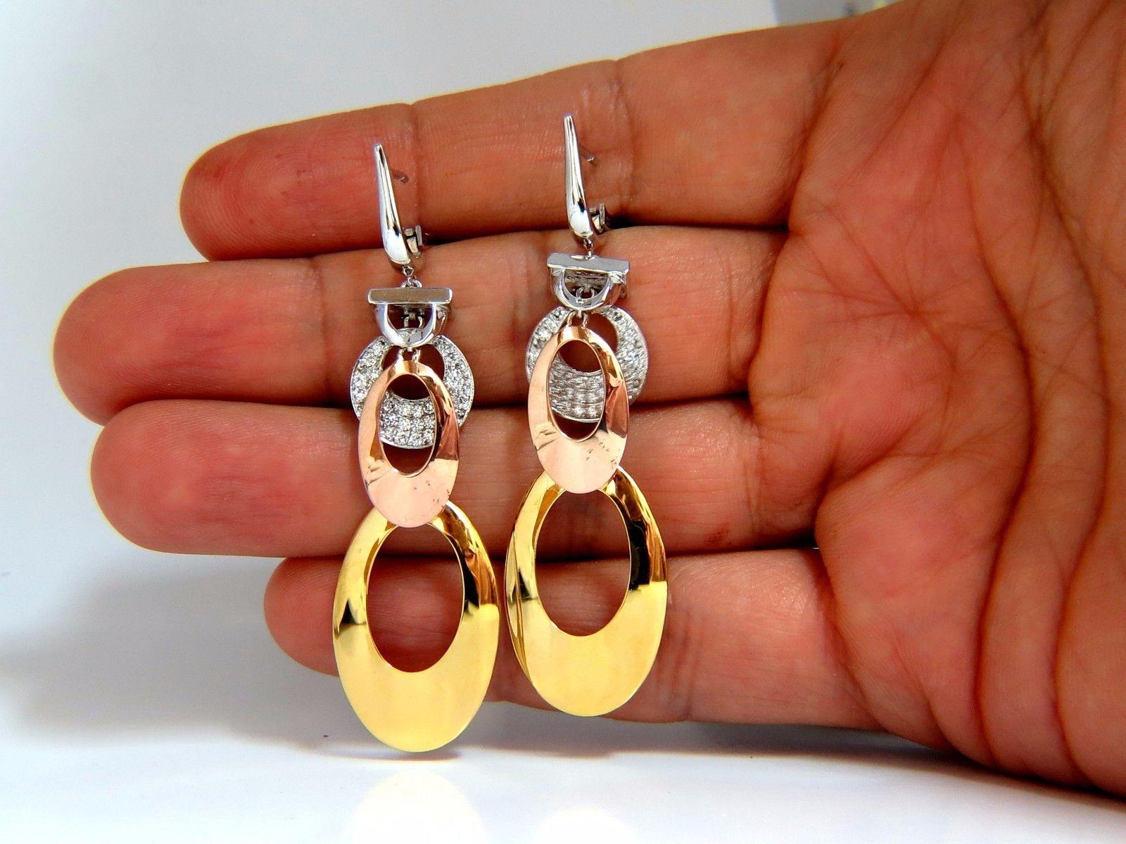 0,80 Karat natürliche Diamanten Dreifarbige 3D-Ohrringe mit vier Etagen und hohem Glanz im Zustand „Neu“ im Angebot in New York, NY