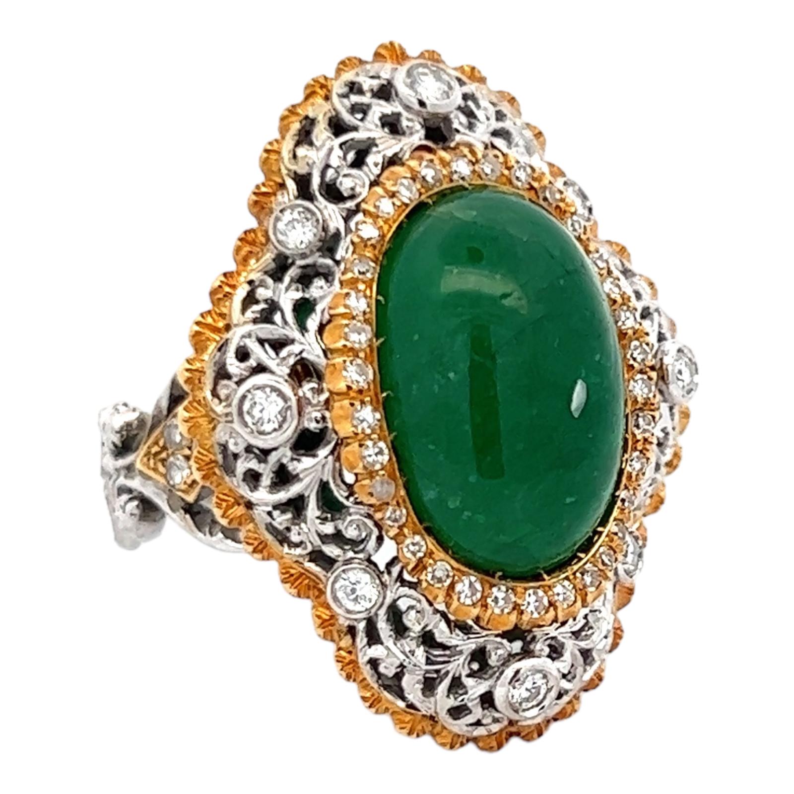 8.0 Carat Natural Emerald Diamond 18K Yellow & White Gold Cocktail Ring  In Excellent Condition For Sale In Boca Raton, FL