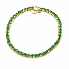 8.0 Carat Natural Zambian Emerald Tennis Bracelet 14K Gold Emerald Bracelet 7.5
