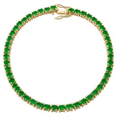8.0 Carat Natural Zambian Emerald Tennis Bracelet 14K Gold Emerald Bracelet 7.5