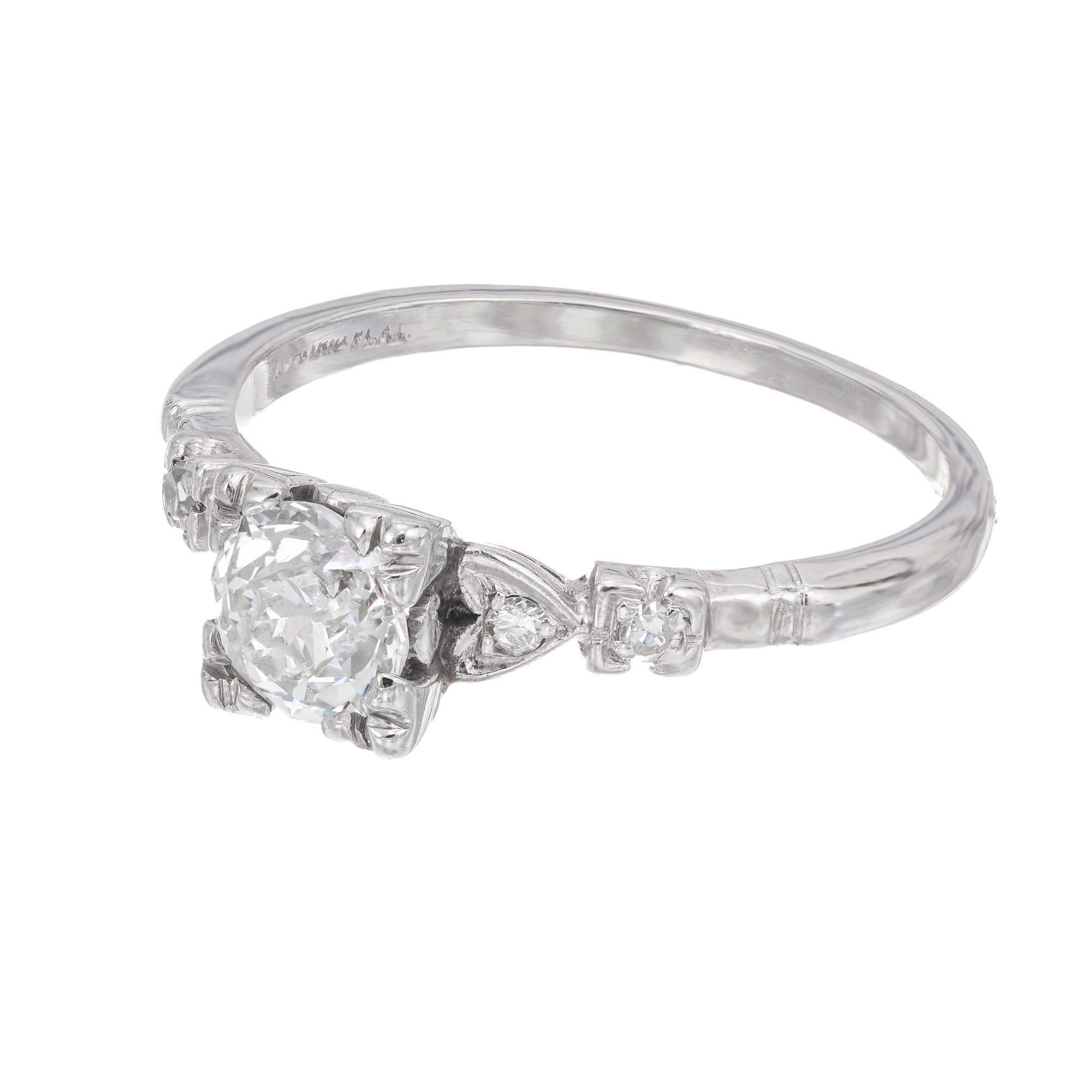 .80 Carat Old European Cut Diamond Platinum Art Deco Engagement Ring Bon état - En vente à Stamford, CT