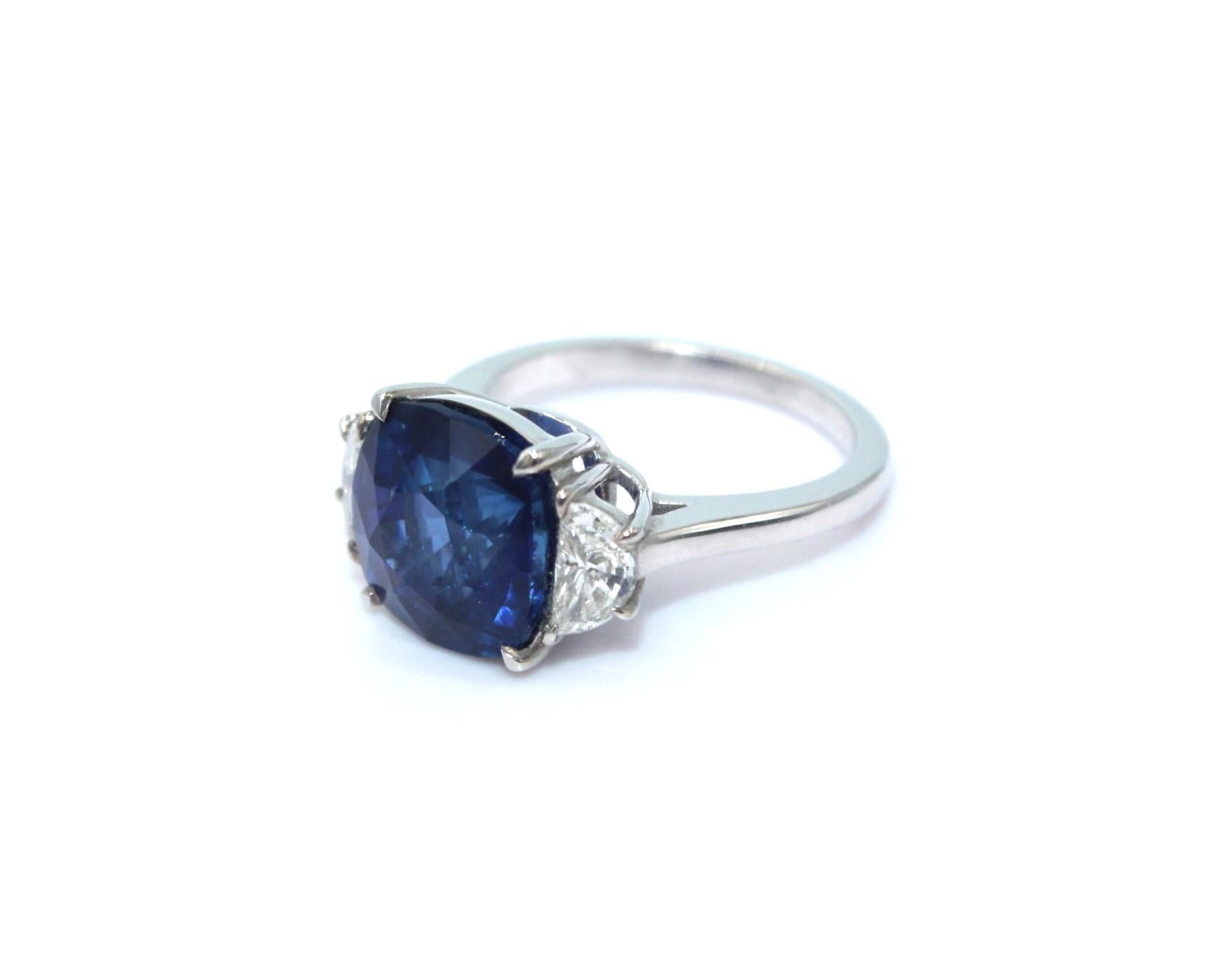 8,0 Karat Saphir-Diamant-Ring (Kissenschliff) im Angebot