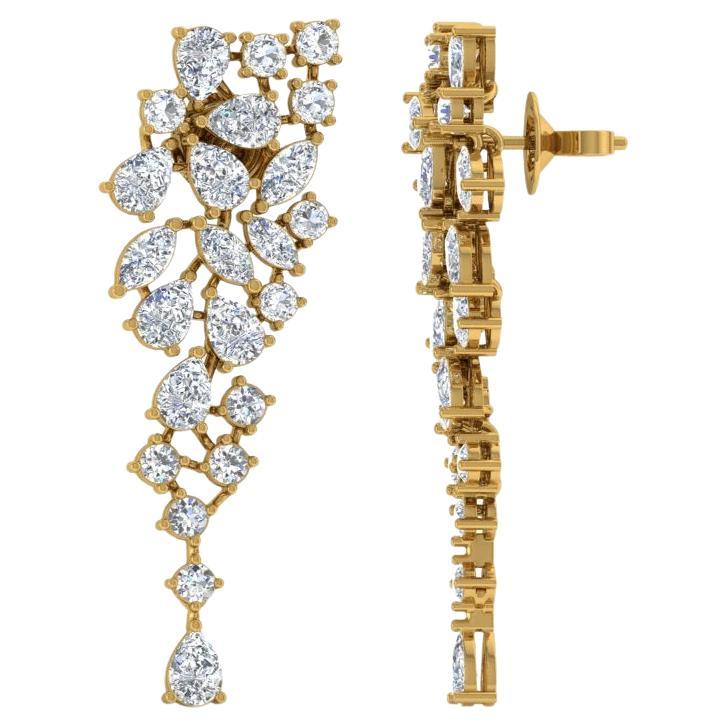 8.0 Carat SI/H Pear Marquise Brilliant Cut Diamond Earrings 18 Karat Yellow Gold