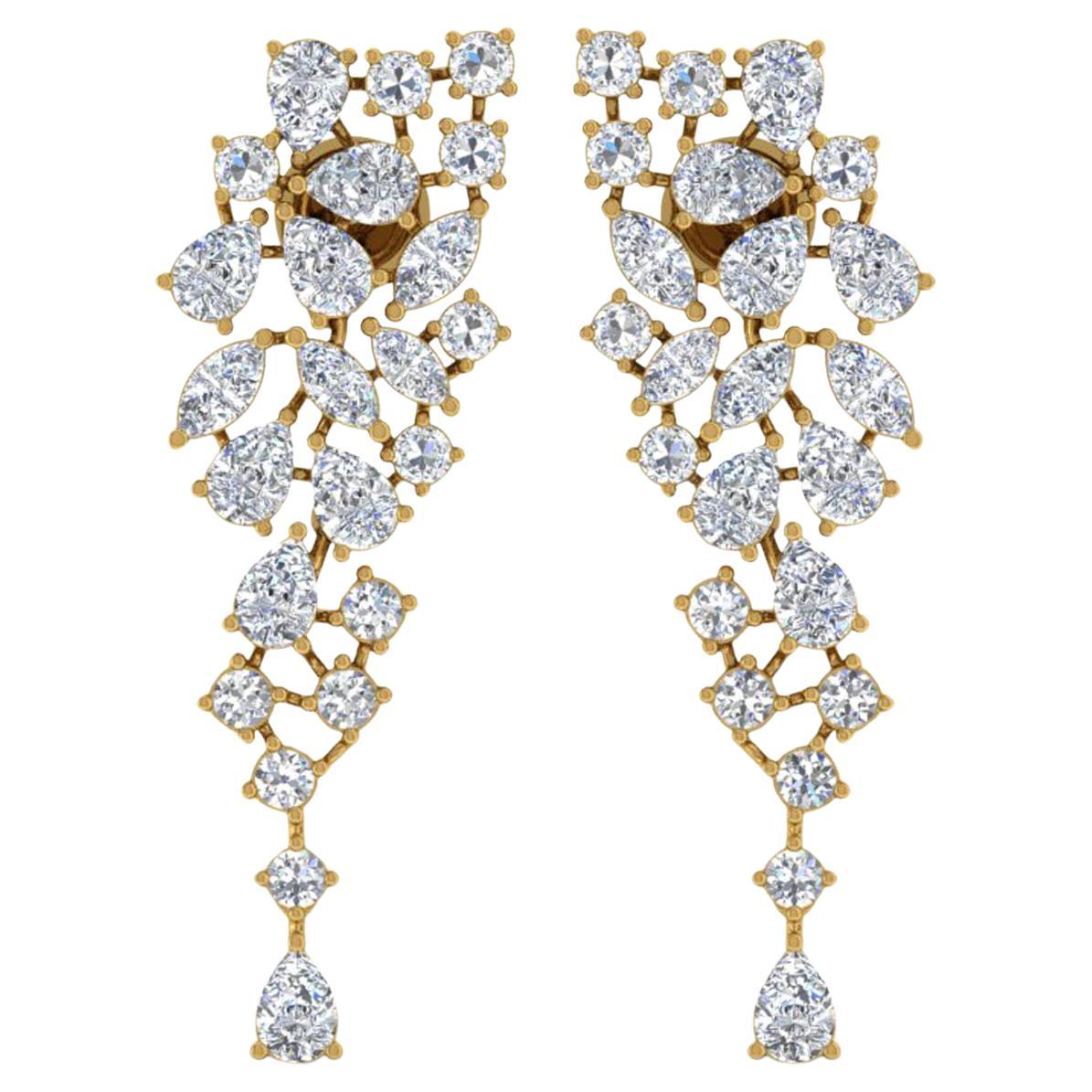 8,0 Karat SI/H Birnen-Diamant-Ohrringe aus 18 Karat Gelbgold mit Marquise- Brillantschliff im Angebot