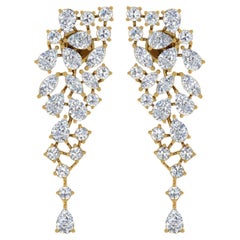 Pendientes de diamantes talla brillante marquesa pera SI/H de 8,0 quilates Oro amarillo de 18 quilates Pendientes de diamantes talla brillante marquesa pera SI/H de 8,0 quilates Oro amarillo de 18 quilates