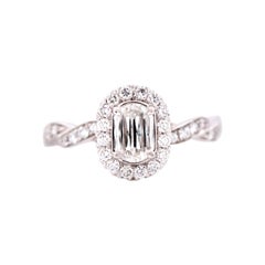 .80 Carat Total Weight Criss Cut Diamond Engagement Ring Resembles Emerald Cut
