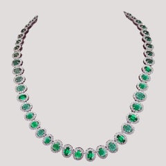 80 Carats Bespoke Colombian Emerald  Diamond Necklace  custom-designed necklace