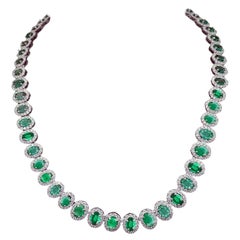80 Carats Bespoke Colombian Emerald  Diamond Necklace  custom-designed necklace