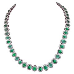 80 Carats Bespoke Colombian Emerald  Diamond Necklace  custom-designed necklace
