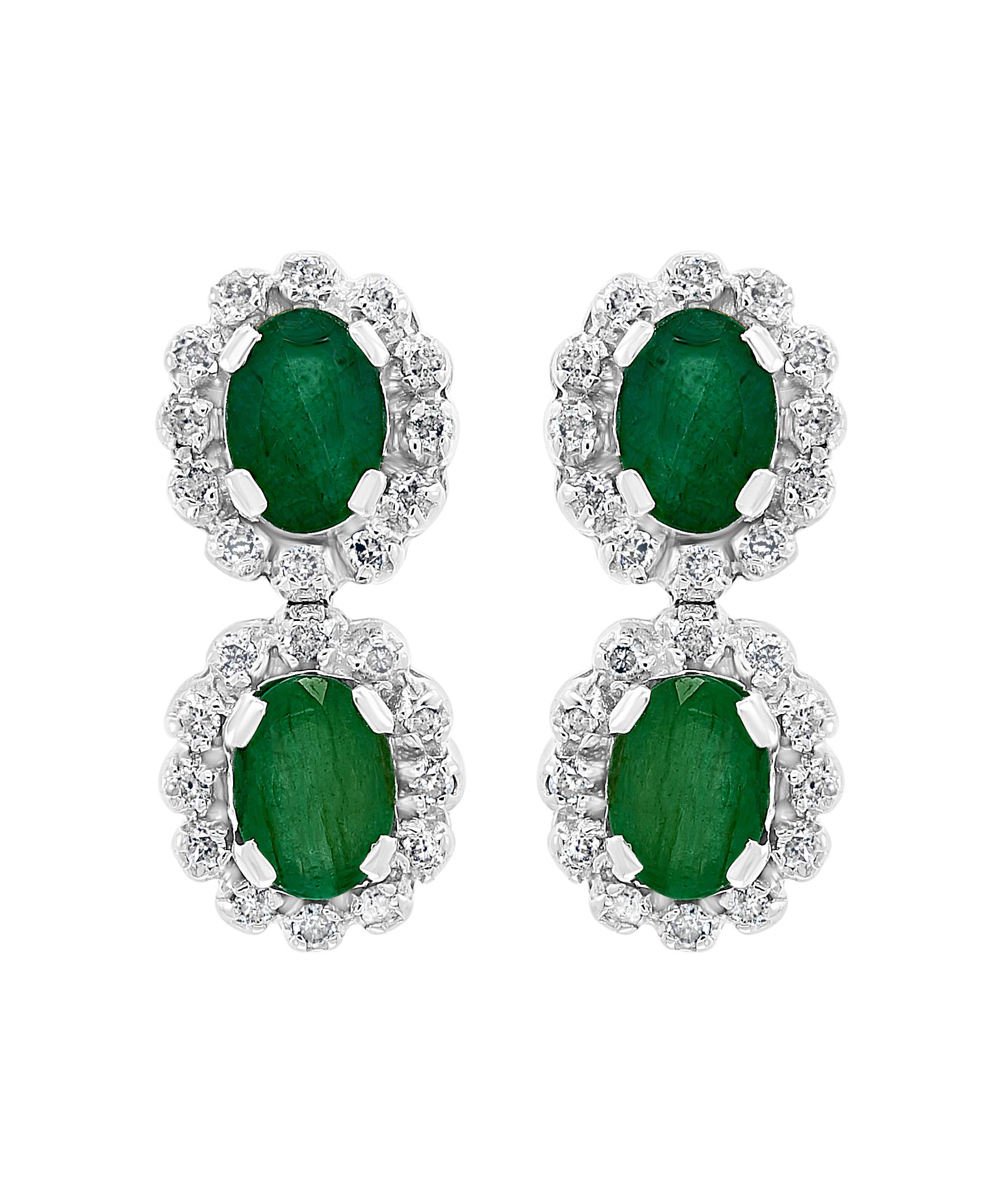 60 Ct Oval Brazilian Emerald & 7.5 Ct Diamond Necklace Earring  Suite 14 Karat white Gold
Oval  Shape Brazilian   Emerald And Diamond   Necklace    and Earring  Bridal Suite Estate
Bracelet is not with the set
Natural Emerald & diamond necklace of