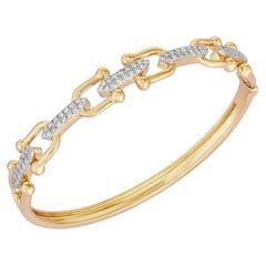 0.85ct Diamond 14K Yellow Gold Bangle Bracelet