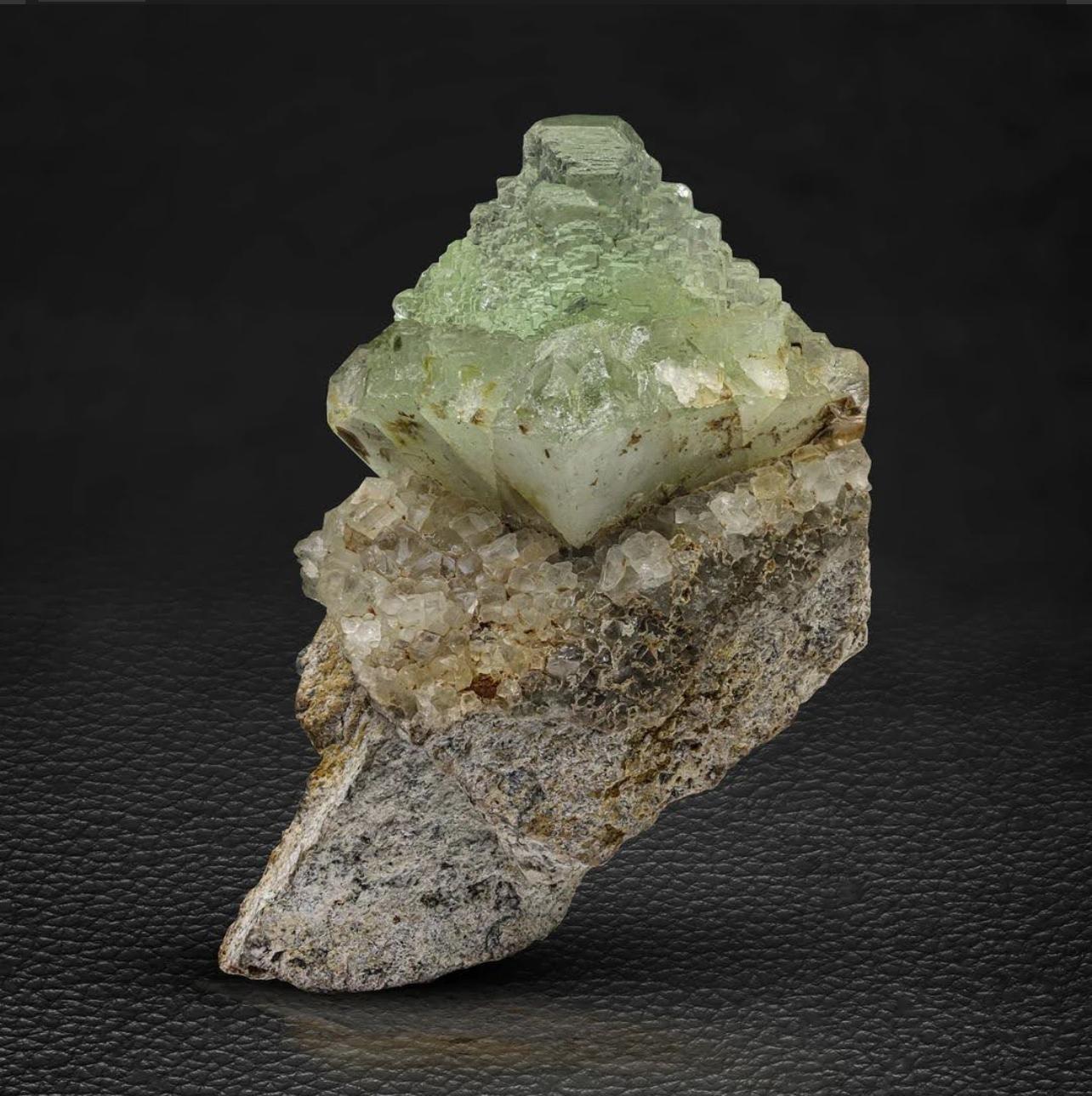 Adam Style 80 Grams Green Multi Step Fluorite Crystal Perched On Matrix From Pakistan For Sale