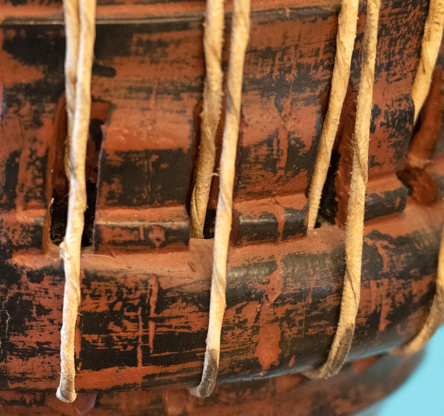 Thai Carved Hardwood Buddhist Goblet Drum, 20th C. In Good Condition In Ft. Lauderdale, FL