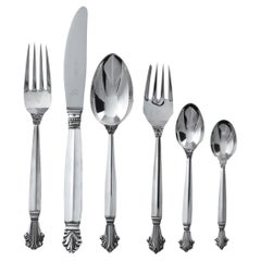 80 Pieces Set von Georg Jensen Sterling Silberwaren in der Acanthus-Muster