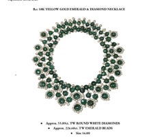 80´s Emerald Necklace in 18k Gold 227ct Emeralds and 56 ct Diamonds